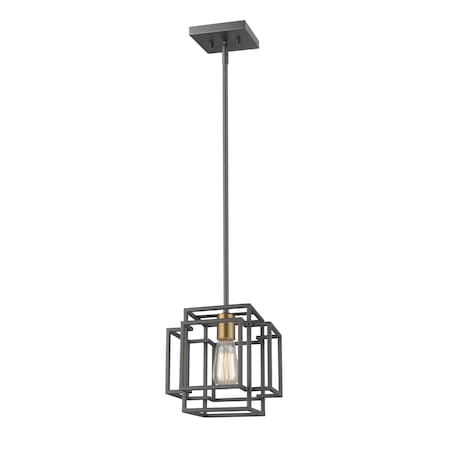 Z-Lite Titania 1 Light Mini Pendant, Bronze + Olde Brass 454MP-BRZ-OBR